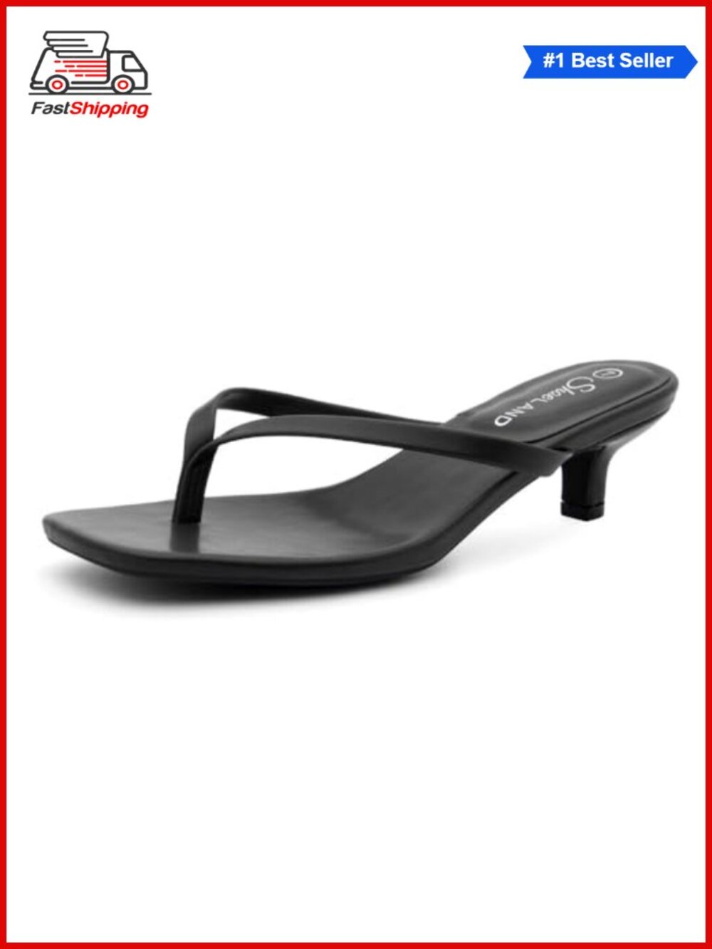 Womens Kitten Heel Square Open Toe Thong Sandals Slip On Dressy Summer Low Heel